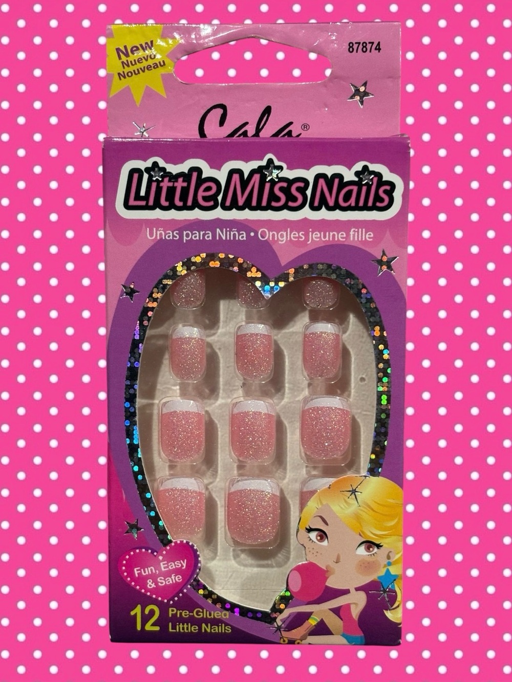 Little Miss Nails Pink Glitter Press-On